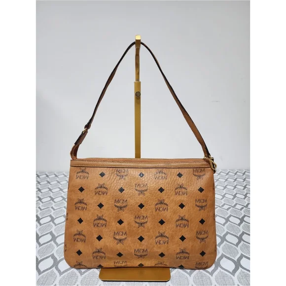 MCM Visetos Liz Shopper Pochette/Shoulder Bag Cognac - Picture 3 of 10